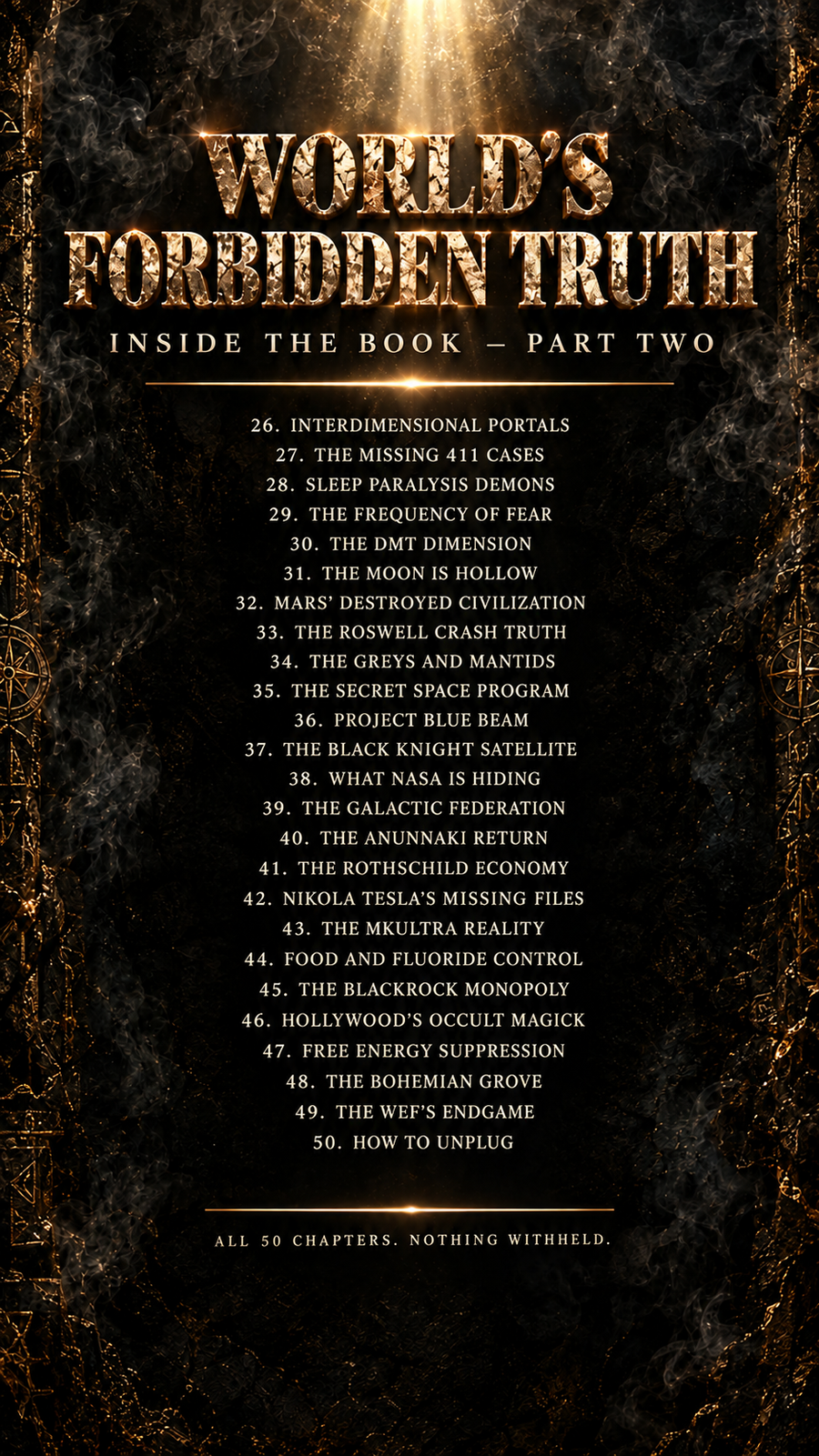 World’s Forbidden Truth, contents, chapters 26 to 50